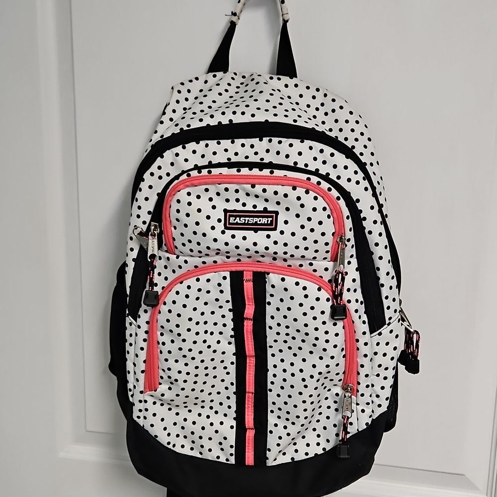 Eastsport Rally Polka Dot Backpack - Black and White